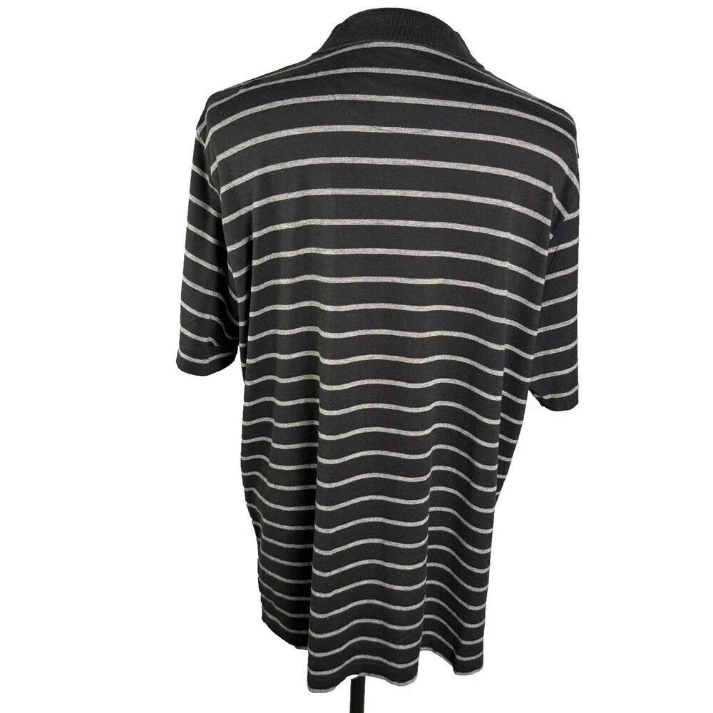 Polo by Ralph Lauren Pima Cotton Men's Polo Shirt, XXL Black & Gray Stripes Soft